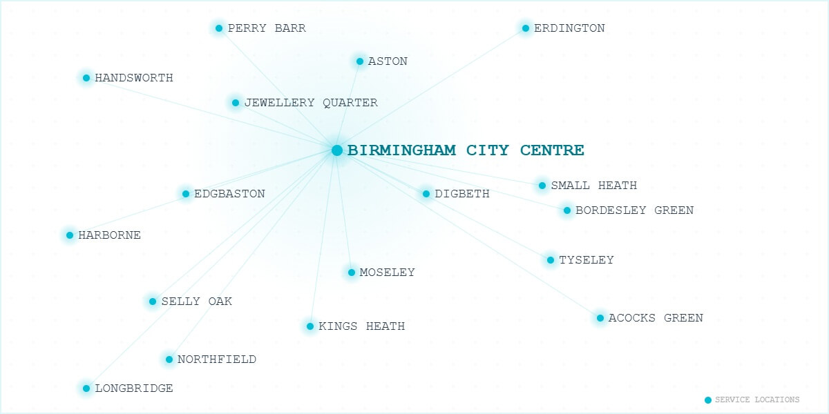 IT hardware supply service areas across Birmingham including city centre, Jewellery Quarter, Digbeth, Edgbaston and Erdington